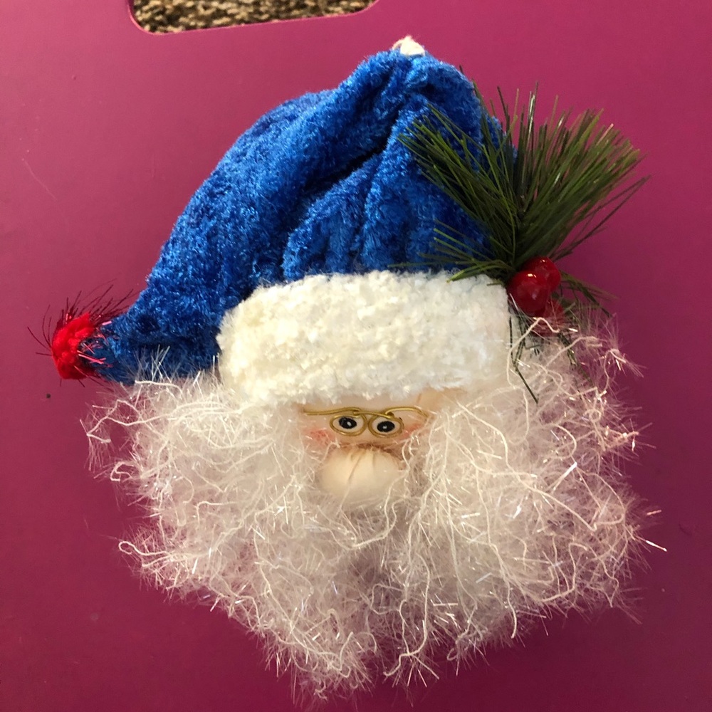 NWOT-Large Santa Face Ornament-About 6 1/2”x6 1/2”